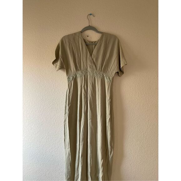 Vintage‎ sage green crepe midi dress size 4 - Picture 2 of 6